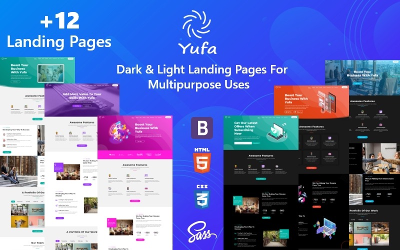 Yufa - Víceúčelový HTML5 - Bootstrap Responzivní šablona vstupní stránky