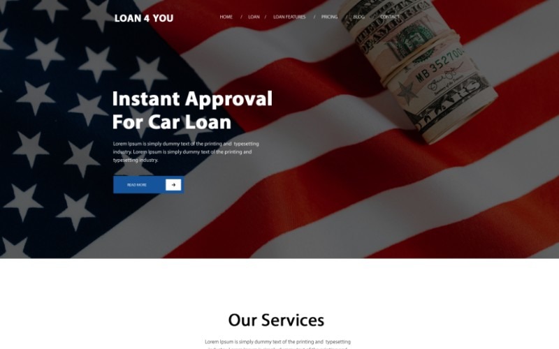 Loan4you -贷款商店登陆页PSD模板