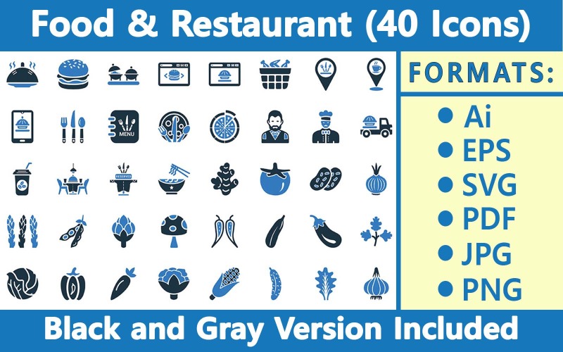 食物和餐厅|矢量图标集
