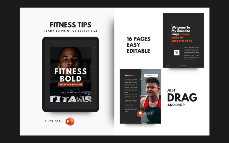 Fitness Motivasyon Sunumu PowerPoint şablonu