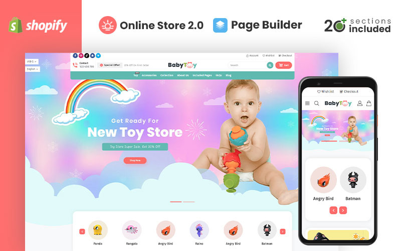 Negozio di giocattoli e accessori per bambini Tema Shopify