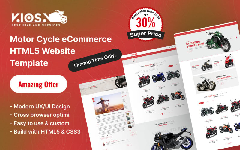 Kiosk Bike - Motor Cycle eCommerce HTML5 Website-sjabloon