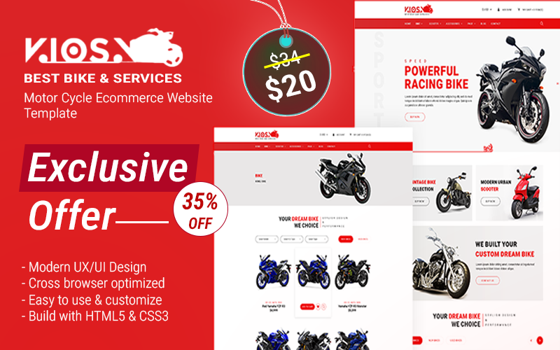 Kiosk自行车-摩托车电子商务HTML5网站模板