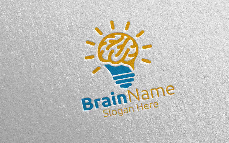 Idea Brain con Think Idea Concept 15 Plantilla de logotipo