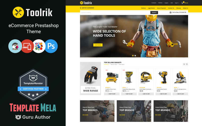 Toolrix - szablon sklepu z narzędziami PrestaShop