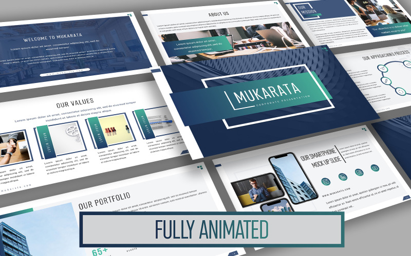 Šablona prezentace společnosti Mukarata Modern Company PowerPoint