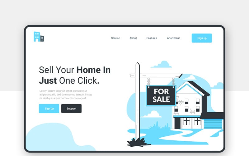 Verkaufen Sie Ihre Home Web Header-Skizzenvorlage
