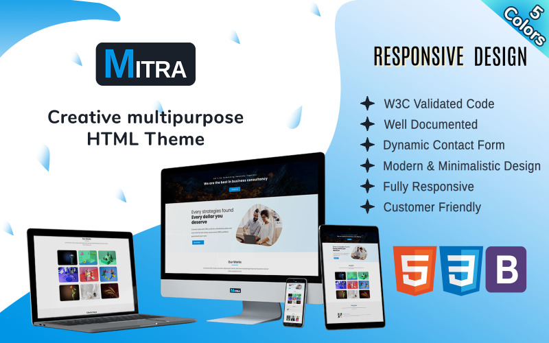 Mitra -创意一页多用途的登陆页模板