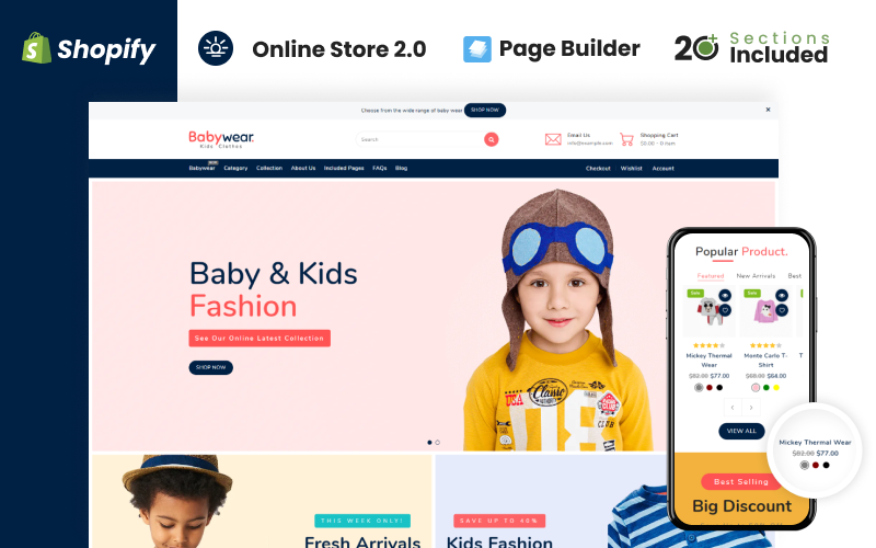 Ropa para bebés Tienda de ropa Tema Shopify