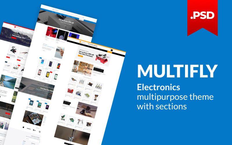 Multiplizieren - PSD-Vorlage für den Mehrzweckelektronik-Online-Shop