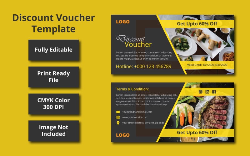 Restaurant Discount Voucher Template - Vector Image