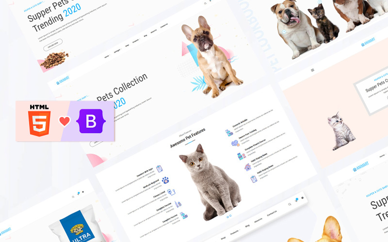 Animart Pet Shop Care bootstrap 5 Modèle