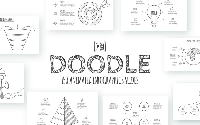 Doodle Animated Infographics PowerPoint-mall