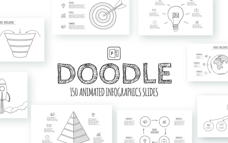 Doodle geanimeerde infographics PowerPoint-sjabloon