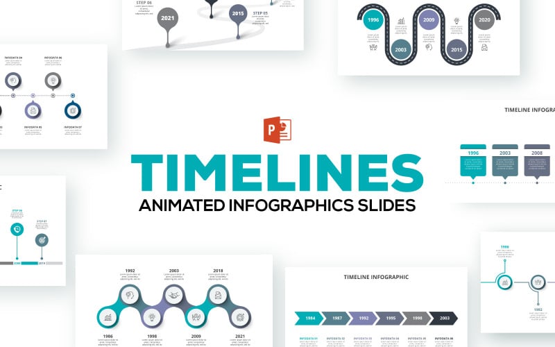 Szablon Animowane Infografiki PowerPoint Osie czasu