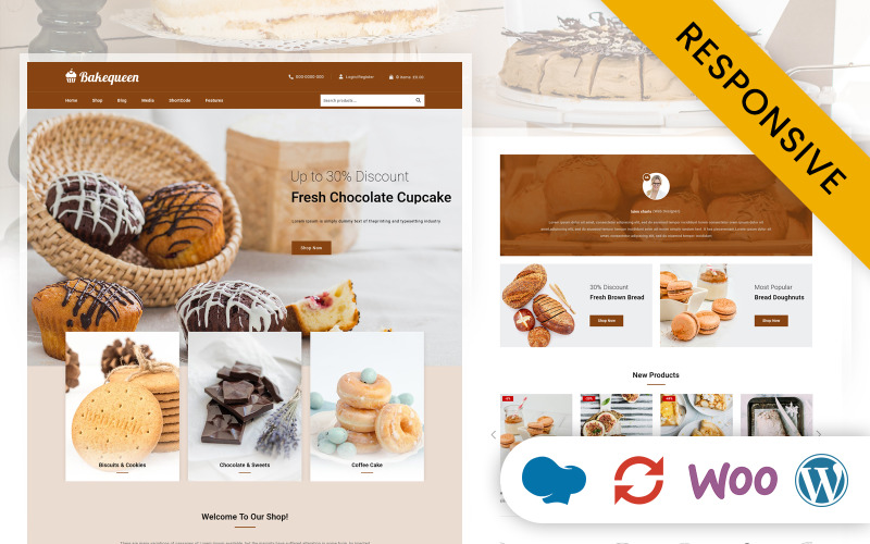 Bakequeen - Tema responsivo de WooCommerce para panadería