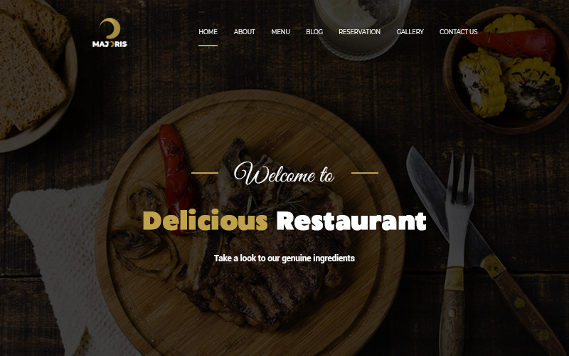 Majoris - PSD шаблон для одной страницы ресторана