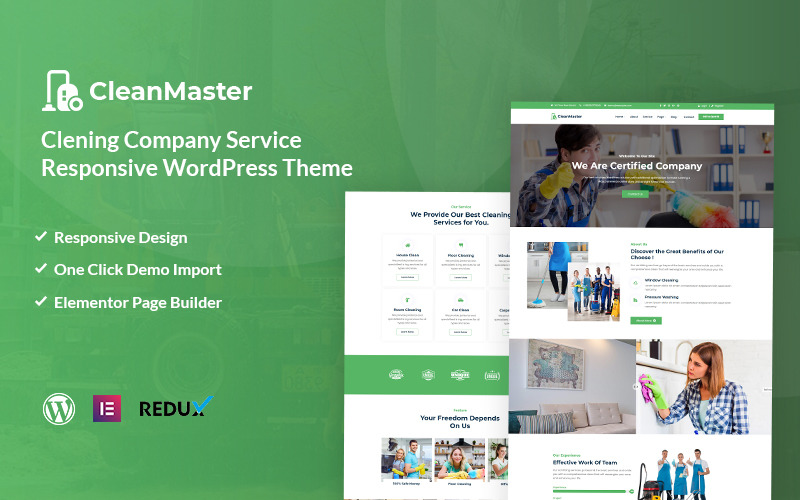 Cleanmaster - Thème WordPress réactif pour le service de nettoyage