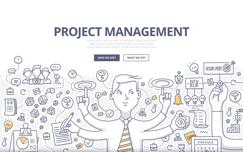 Project Management Doodle Concept - Vector Afbeelding