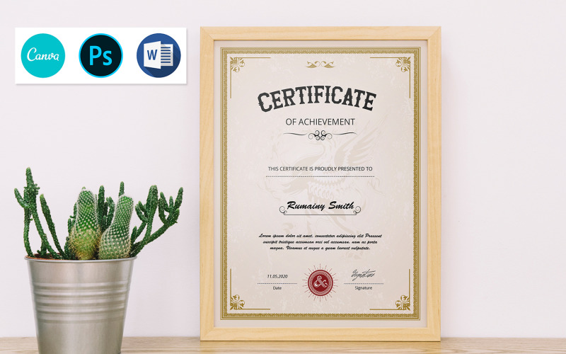 Šablona certifikátu Romainy Achievement