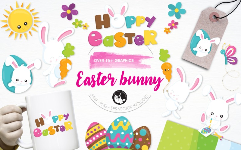 Easter bunny illustration pack - Vector Image