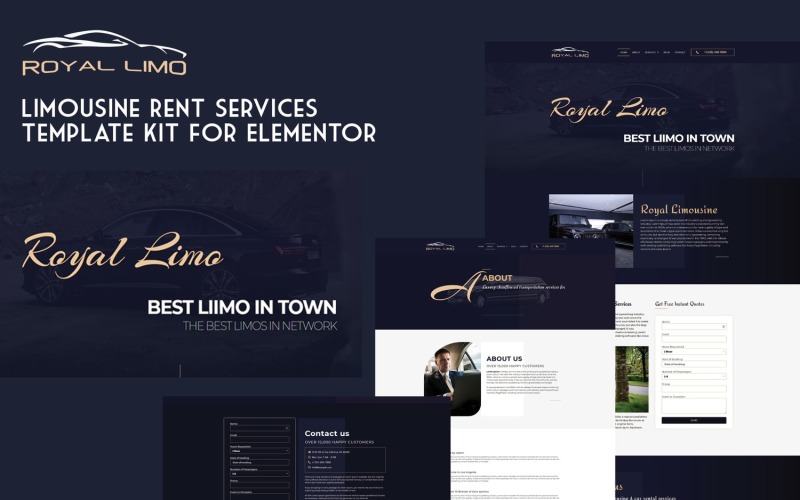 Zestaw szablonów usług wynajmu limuzyny - zestaw Royal Limo Elementor