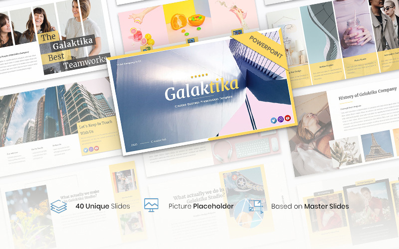 Galaktika - Kreatív üzleti prezentáció PowerPoint sablon