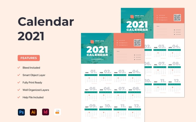 Calendario da parete 2021 Planner