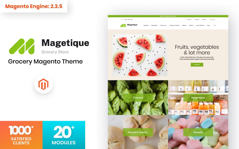 Magetique Grocery Online Şablon Magento Teması