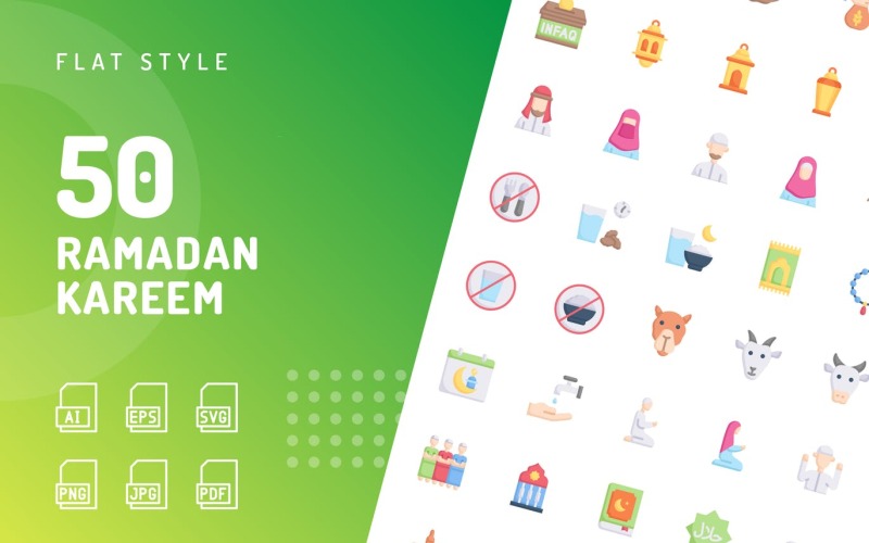 Ramadan Kareem Flat Icon Set