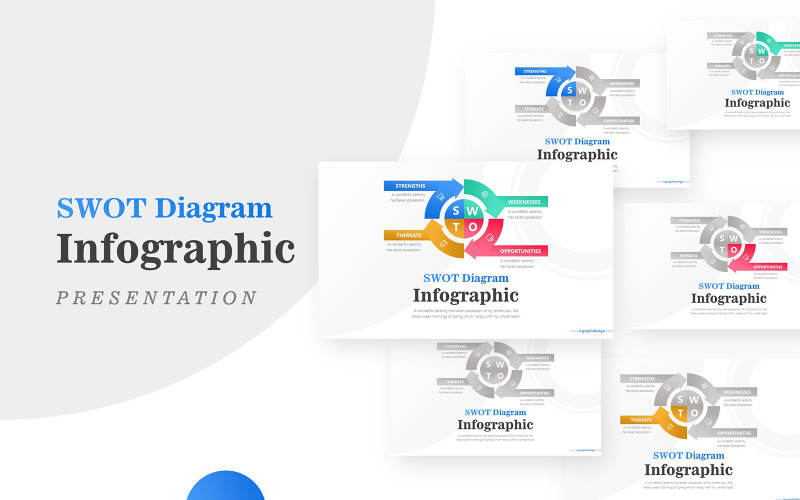 Freccia circolare per il modello PowerPoint di presentazione infografica SWOT aziendale