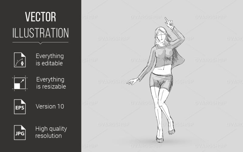 Dancing Girl - Vector Image