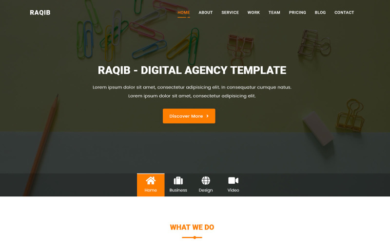 Raqib - Modèle de page de destination pour les agences d'affaires et de conseil