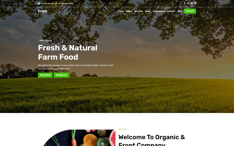 Front — Сельское хозяйство и органическая посадка Bootstrap Landing Template