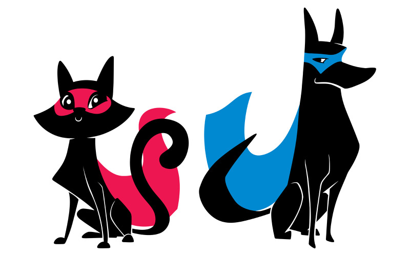 SUPER-CAT-AND-SUPER-DOG-SILHOUETTES.jpg - Illustrazione