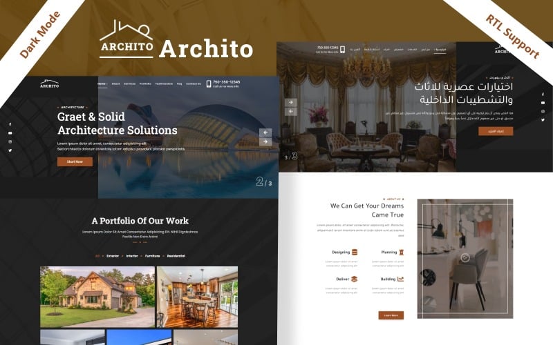 Archito - Modèle de page de destination HTML d'architecture et de design d'intérieur