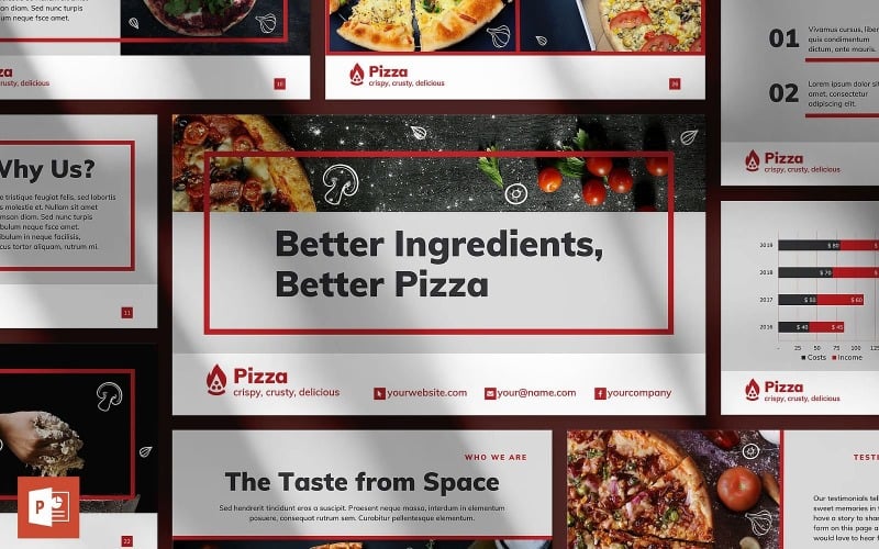PowerPoint模板-披萨餐厅演示