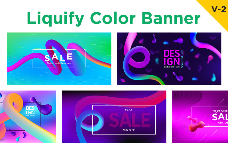 12 жидких жидких цветных баннеров дизайн фона