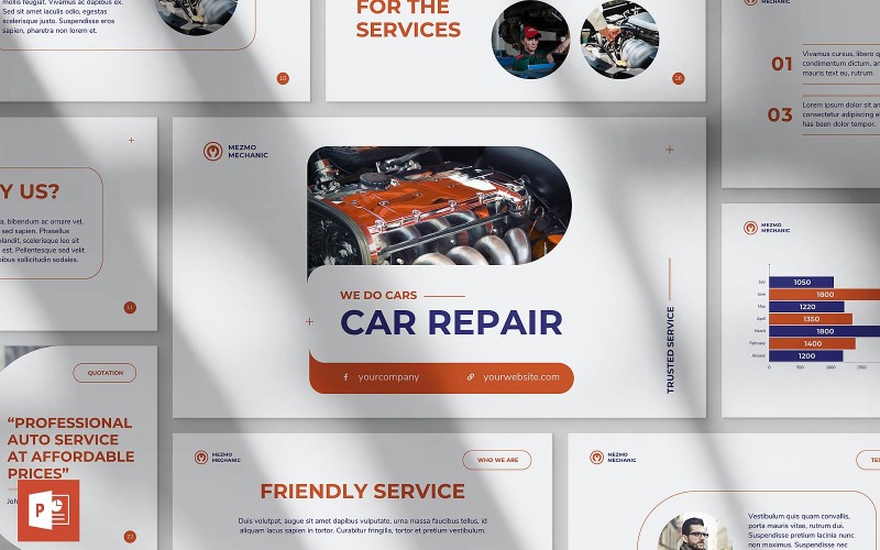 Modelo de apresentação de conserto de carro em PowerPoint