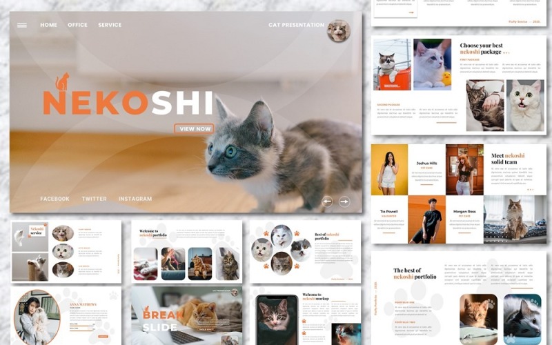 Nekoshi - Modèle PowerPoint de présentation d'entreprise pour animaux de compagnie