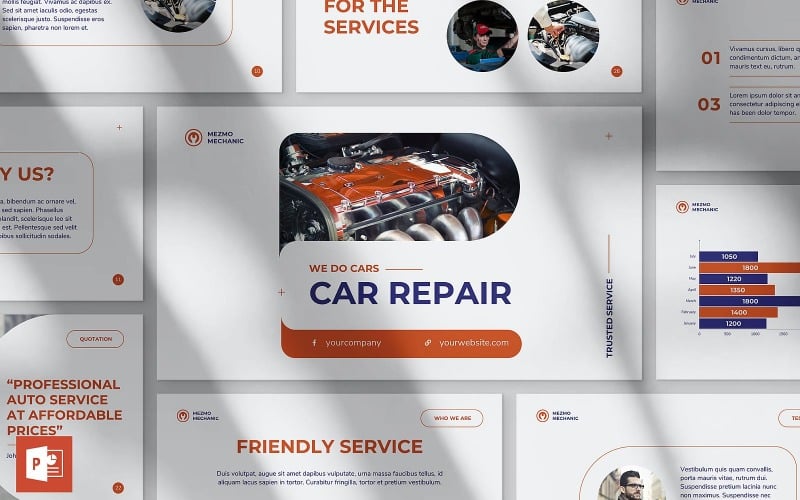 Plantilla de PowerPoint - presentación de reparación de automóviles