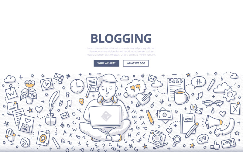 Blogging Doodle Concept - Vector Image