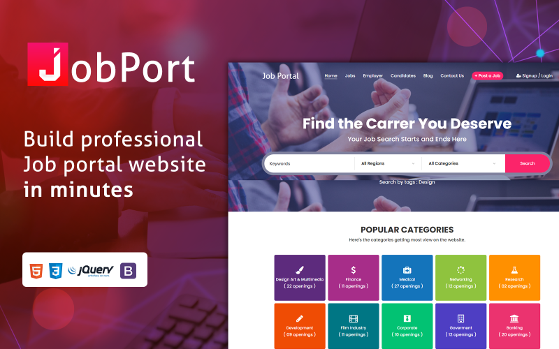 Jobport -工作门户网站模板