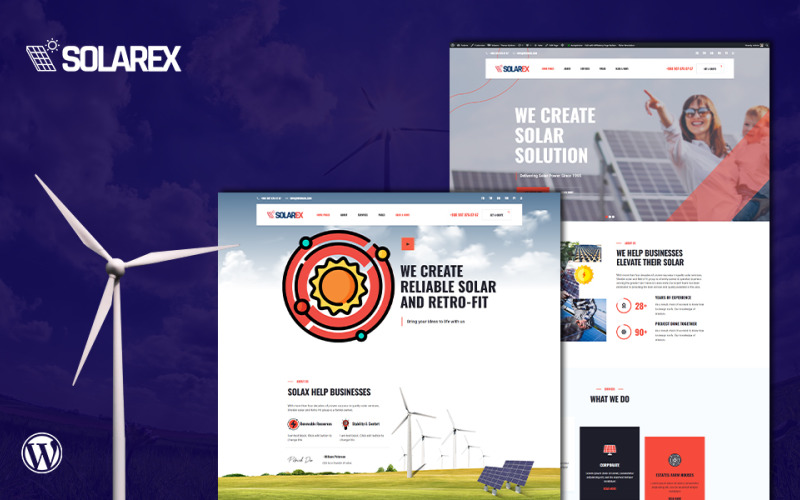 Solarex Yenilenebilir Güneş Enerjisi WordPress Teması