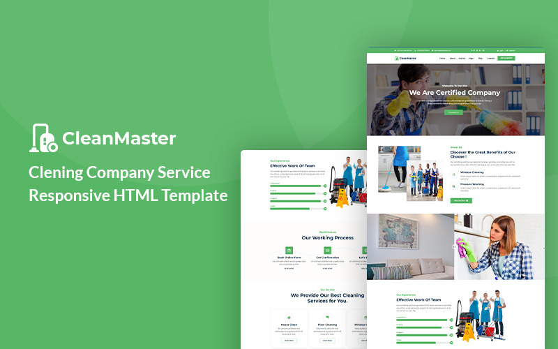 Cleanmaster - Cleaning Company Service HTML5 Web Sitesi Şablonu