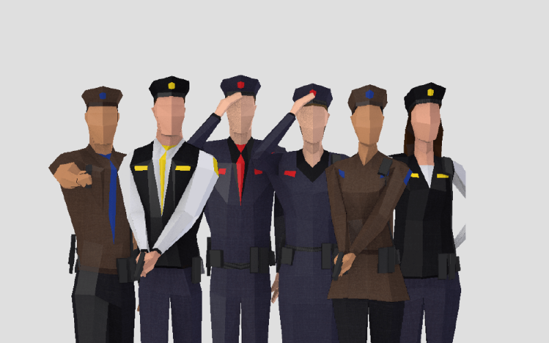 Modello 3D di persone di polizia
