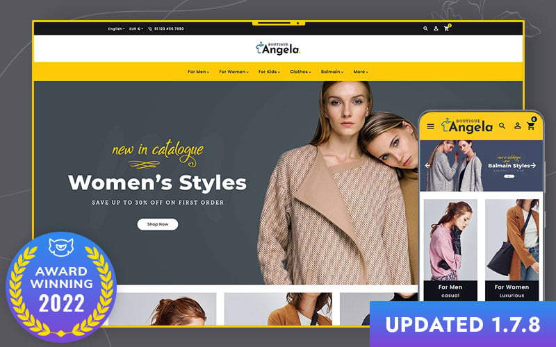 Angela Boutique - Thème PrestaShop réactif polyvalent