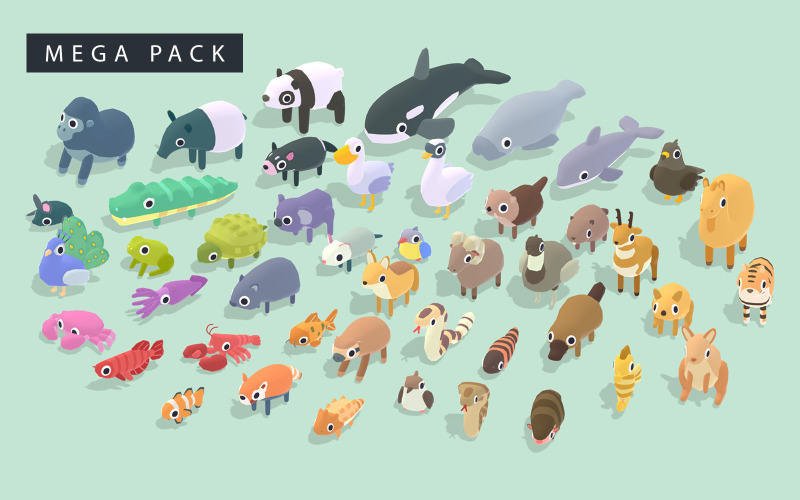 一个奇怪的系列- 3D模型动物Mega Pack Vol.2