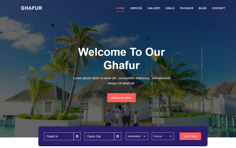 Al-Ghafur - modmodle de page de destination pour les agents de voyages et de voyages