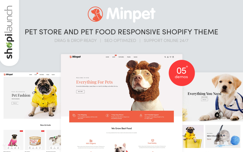Minpet -宠物商店和宠物食品响应Shopify主题